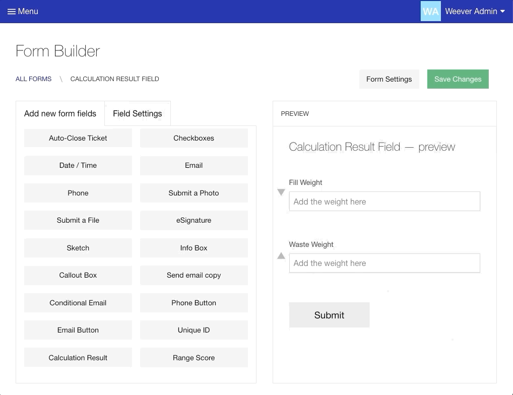 Calculation Result Field