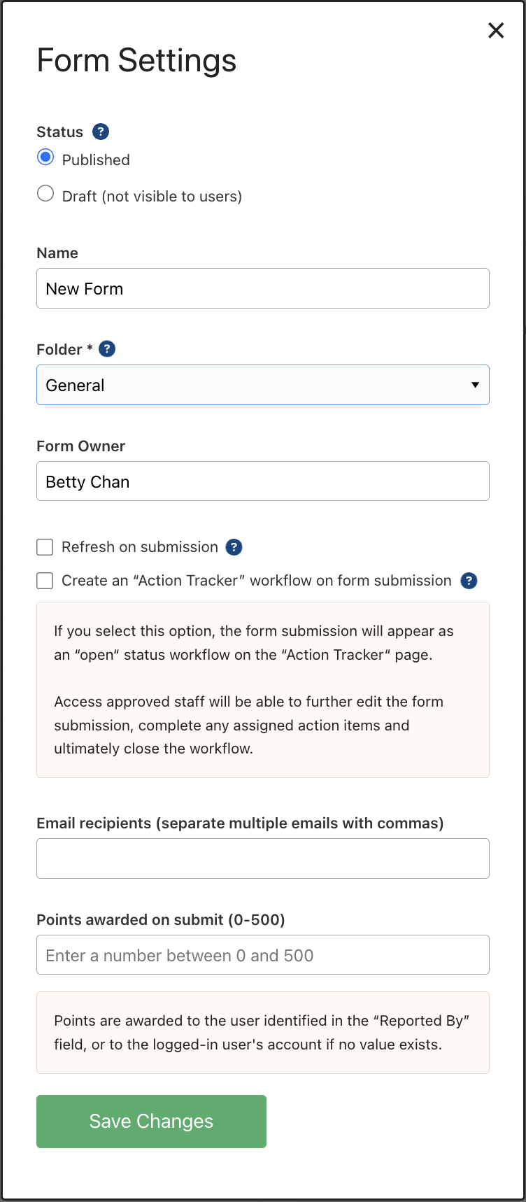 How do I modify Form Settings in the Form Builder?